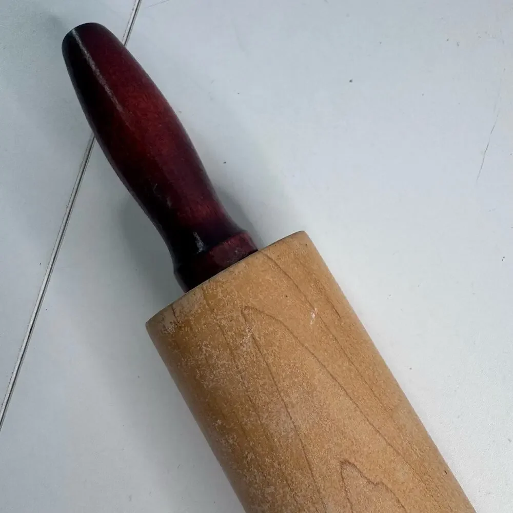 Vintage Wooden Rolling Pin Farmhouse Baking Kitchen Decor Primitive Two Tone